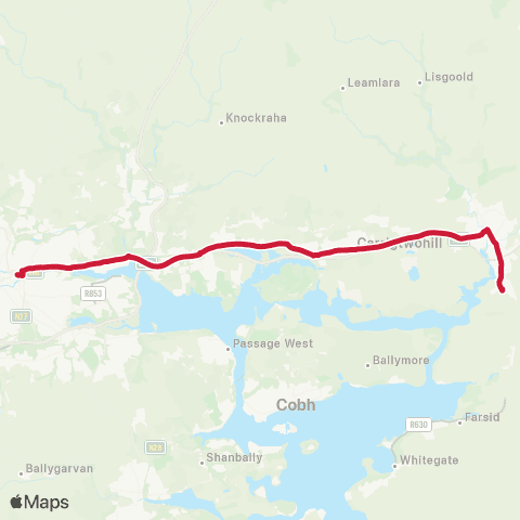Bus Éireann Cork - Midelton - Ballincurra map