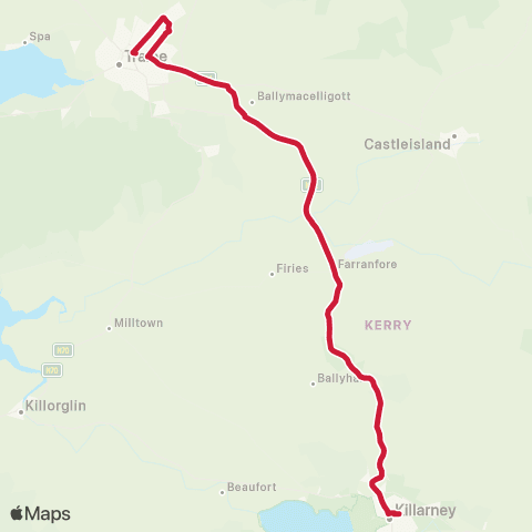 Bus Éireann Killarney - Tralee map