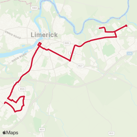 Bus Éireann UL - City Centre - Raheen map