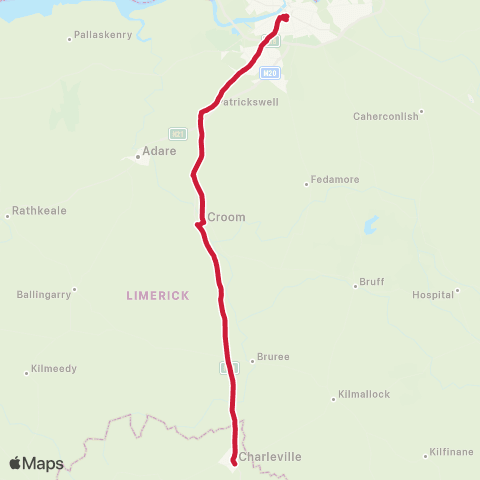 Bus Éireann Limerick - Charleville map