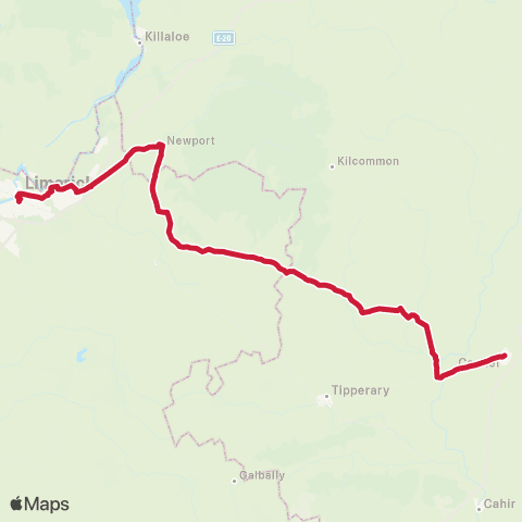 Bus Éireann Limerick - Dundrum map