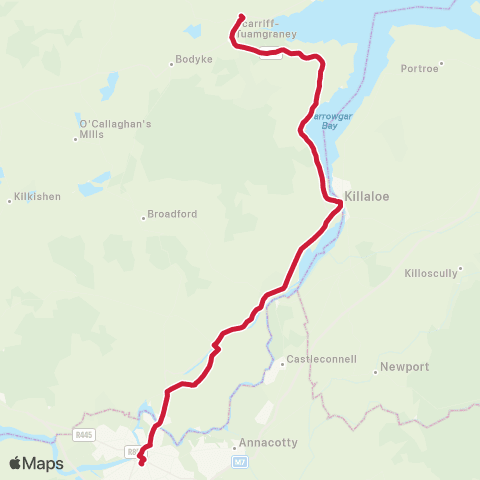 Bus Éireann Limerick - Killaloe - Scariff map