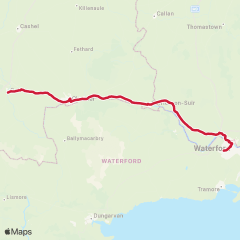 Bus Éireann Waterford - Cahir map