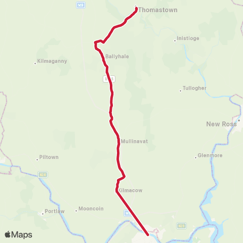 Bus Éireann Waterford - Thomastown map