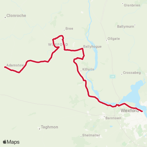 Bus Éireann Adamstown - Wexford map