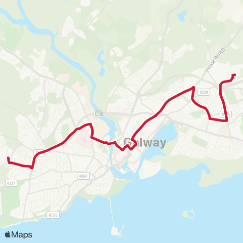Bus Éireann Rahoon - Eyre Square - Ballybane map