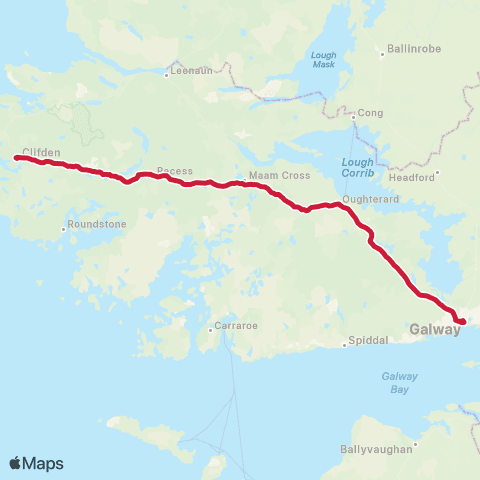 Bus Éireann Galway - Clifden map