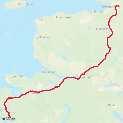 Bus Éireann Westport - Clifden map