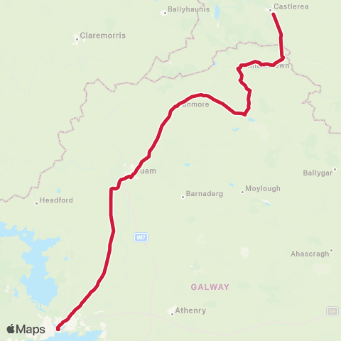 Bus Éireann Galway - Tuam - Castlerea map