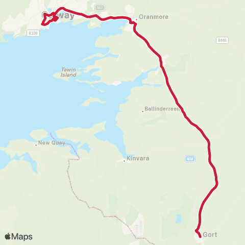 Bus Éireann Galway - Gort map