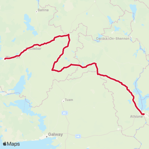 Bus Éireann Knock Airport - Westport - Dooagh map