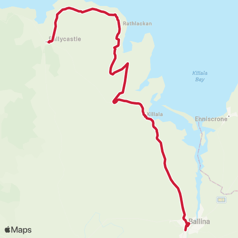 Bus Éireann Ballina - Killala - Ballycastle map