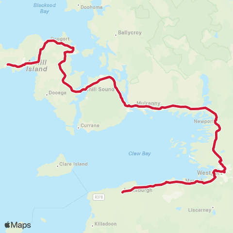 Bus Éireann Dooagh - Louisburgh map