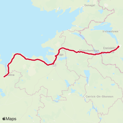 Bus Éireann Sligo - Enniscrone - Ballina map