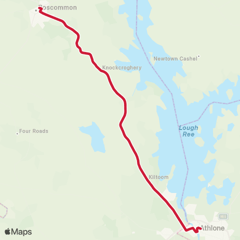 Bus Éireann Sligo - Roscommon - Athlone map