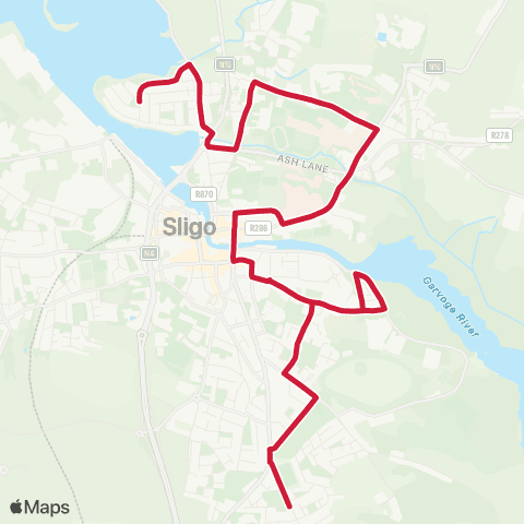 Bus Éireann Cartron - Sligo Town Centre - Cairns map