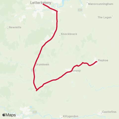 Bus Éireann Strabane - Raphoe - Letterkenny map