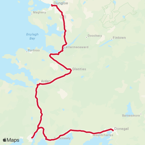 Bus Éireann Donegal - Glenties - Dungloe map