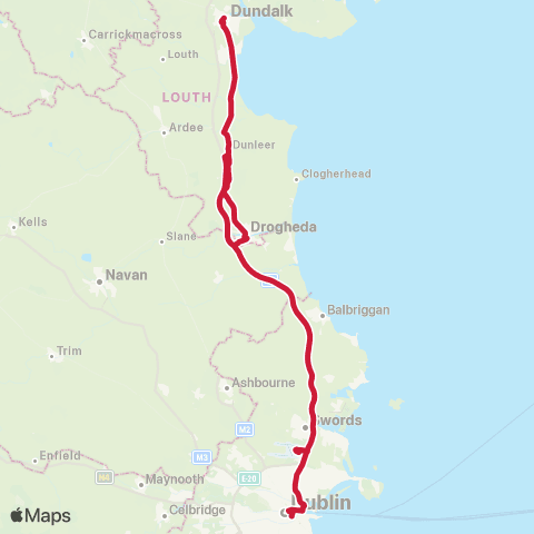 Bus Éireann Wilton Tce - Airport - Dundalk map