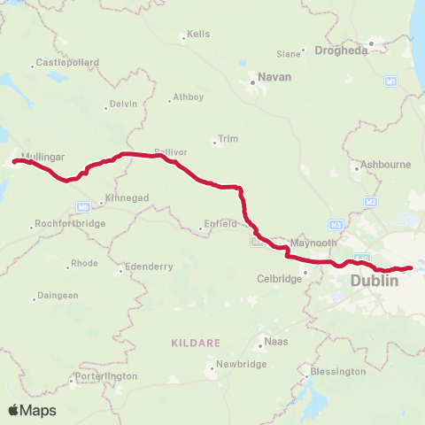 Bus Éireann Enfield - Killucan - Mullingar map