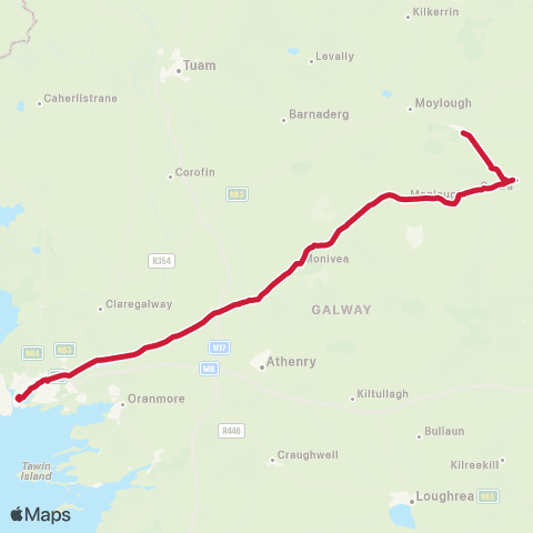 Bus Éireann Galway - Monivea - Mountbellew map