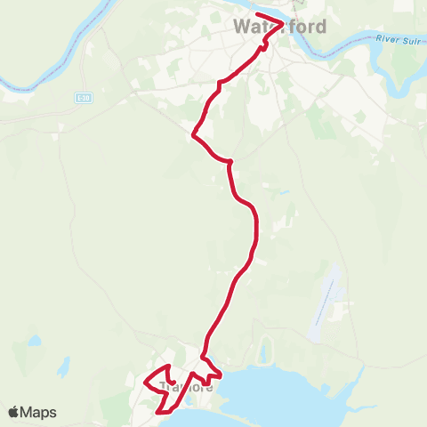 Bus Éireann Waterford - WIT - Tramore map