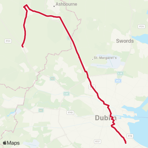 Bus Éireann UCD - M3 - Ratoath - Ashbourne map