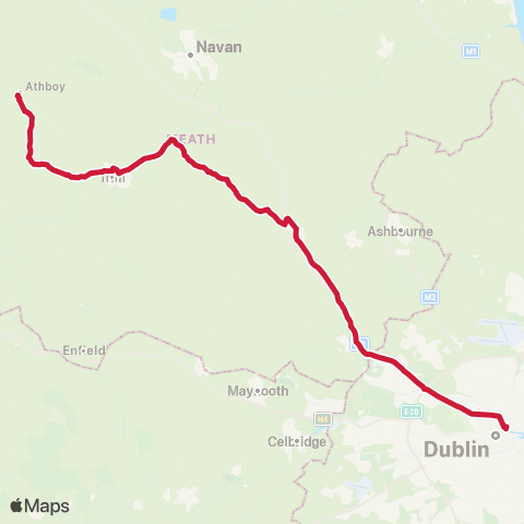 Bus Éireann Dublin - Dunshaughlin - Trim map