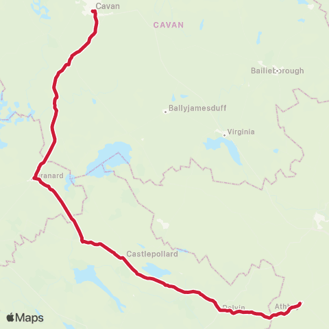 Bus Éireann Delvin - Granard - Cavan map