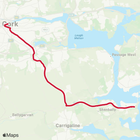 Bus Éireann South Mall - Haulbowline map