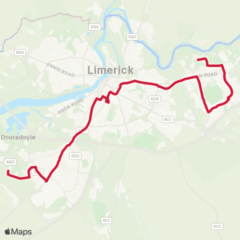 Bus Éireann Raheen - Bus Station - UL map