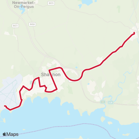 Bus Éireann Sixmilebridge - Shannon Airport map
