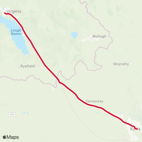 Bus Éireann Kells - Virginia map