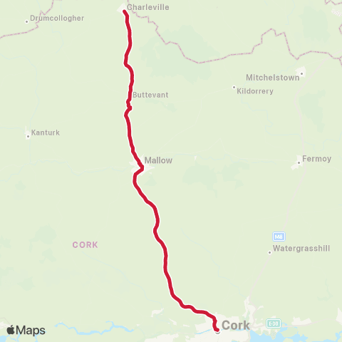 Bus Éireann Cork - Charleville map