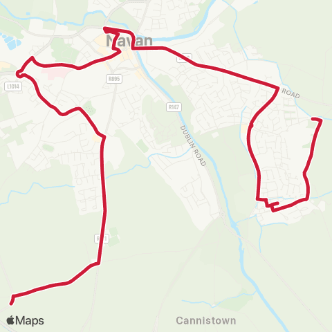 Bus Éireann Gainstown - Dunville Road map