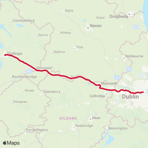 Bus Éireann Connolly Station - Mullingar Station map