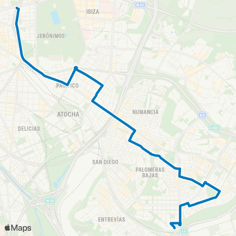 EMT Plaza de Cibeles - Palomeras map