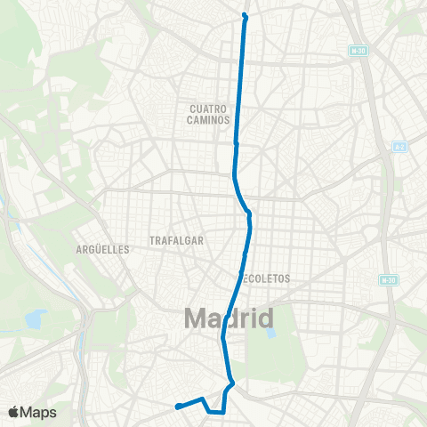 EMT Glorieta de Embajadores - Plaza de Castilla map