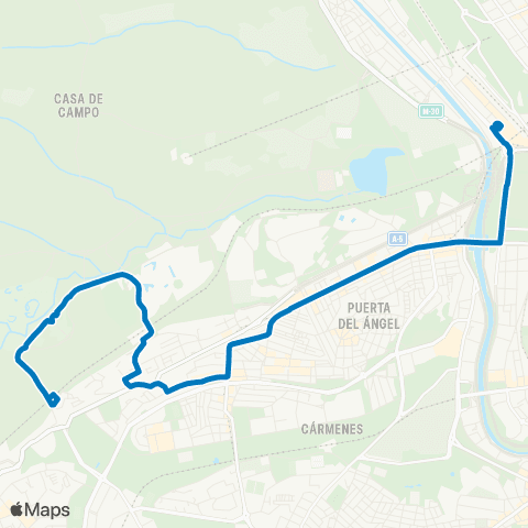 EMT Principe Pio - Casa de Campo map