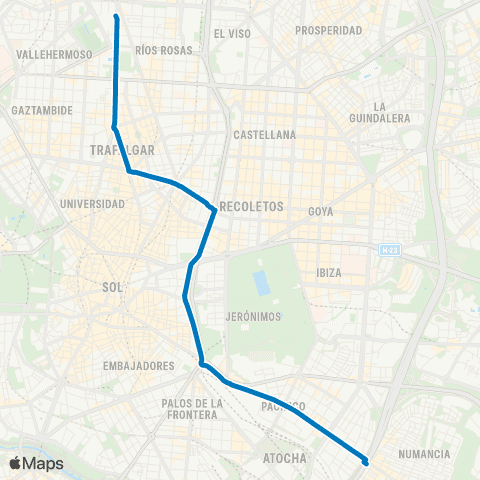 EMT Glorieta de Cuatro Caminos - Puente de Vallecas map