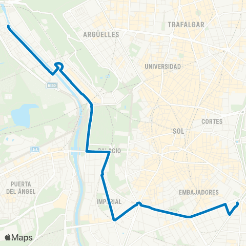 EMT Atocha - Colonia Manzanares map