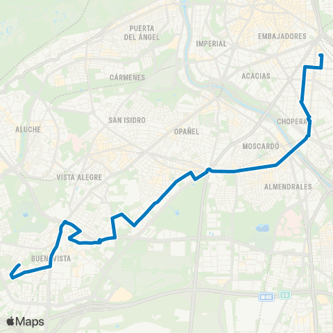 EMT Atocha - Carabanchel Alto map