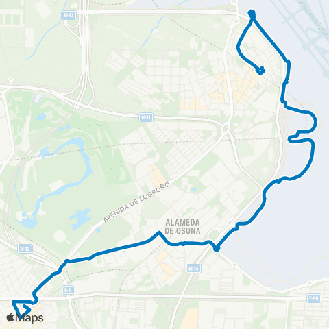 EMT Canillejas - Aeropuerto - Barajas map
