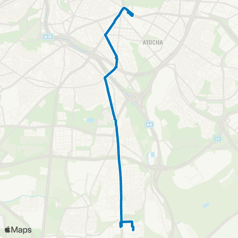 EMT Estacion de Atocha - Colonia San Cristobal de los Angeles map