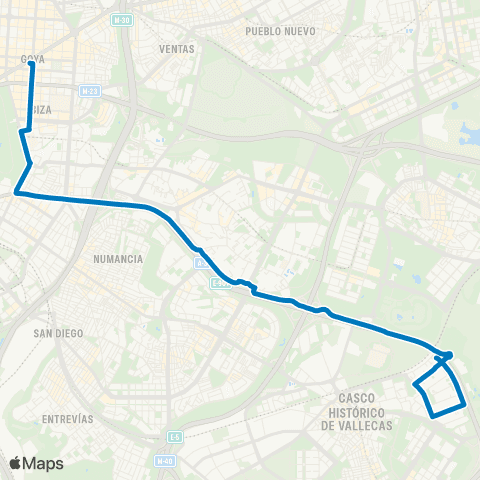EMT Avenida de Felipe II - Barrio de Santa Eugenia map