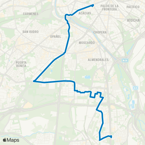 EMT Glorieta de Embajadores - Villaverde Cruce map