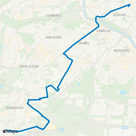 EMT Glorieta de Embajadores - Avenida de la Peseta map