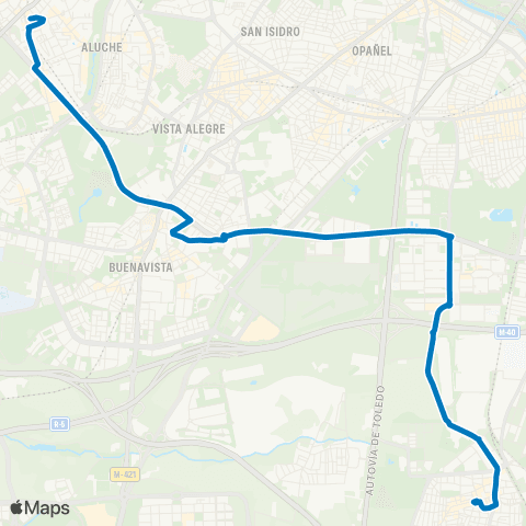 EMT Campamento - Villaverde Alto map