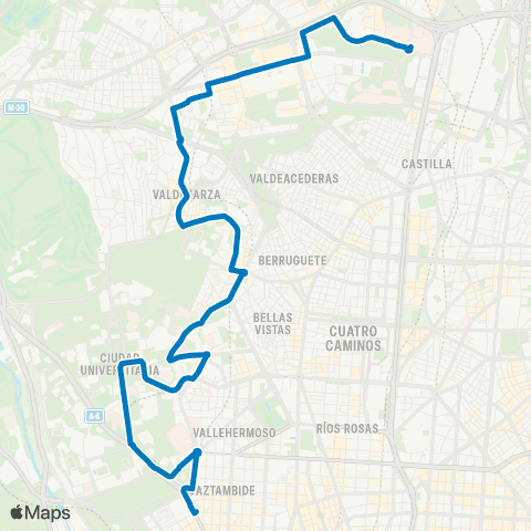 EMT Moncloa - Hospital la Paz map