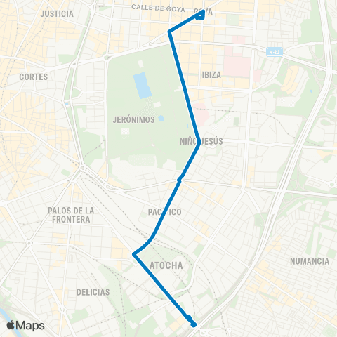 EMT Avenida de Felipe II - Mendez Alvaro map